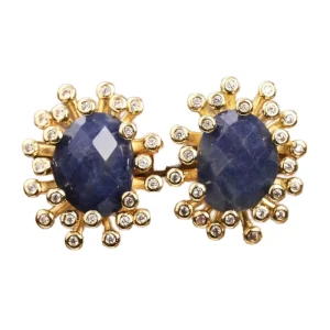 Factory Direct Sale High Quality Vintage Style Gemstone Earrings 18K Gold Plated Ear Studs Fashion Jewelry for Parties