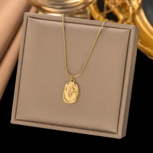 Factory Direct Sale Trendy Butterfly Sporty Zircon Pendant Gold Plated Stainless Steel Bamboo Chain Women’s Fashion Necklaces