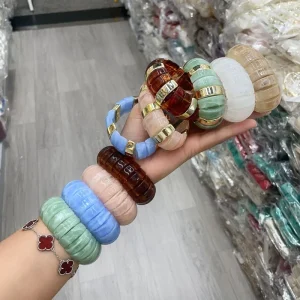 Factory Direct Sales Acrylic Resin Bangle Elastic Rope Spliced Multi color Bracelet