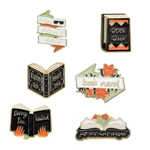 Factory Direct Sales Book Friend Design Metal Badge Fashion Book Lover Soft Enamel Charm Pin in Stock