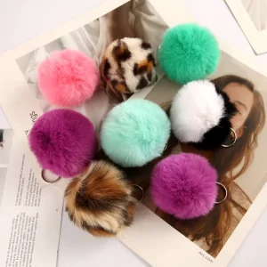 Factory Direct Sales Creative Soft Eco-Friendly Polyester Portable Multi-style 8CM Ball Keychain Ladies Bag Pendant