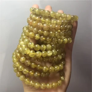 Factory Direct Sales Natural 8mm 10mm 12mm Yellow Apatite Semi-precious Stone Bracelet Crystal Stone Fashion Ornament