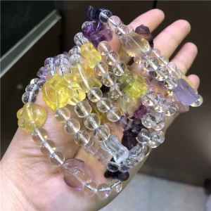Factory Direct Sales Natural Color Fluorite Carved Bracelet Female Fashion Crystal Jewelry Birthday Gift