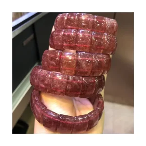 Factory Direct Sales Natural Red Strawberry Quartz Manual Female Crystal Bangle Jewelry Birthday Gift
