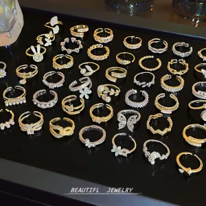 Factory Direct Top Quality Fashion Rings Adjustable Zircon Inlaid Gold Plated Ring Women Size As Fine Jewelry Rings