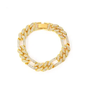 Factory Directly Sale Alloy and Bling Diamond Hip Hop 13mm Iced Out Cuban Link Chain Bracelet