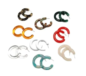 Factory Directly Women’s Resin C Shape Charm Earrings Crystal Party Wedding Jewelry Accessories Set