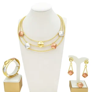 Factory Dubai Gold Necklace High Fashion Jewelry Set for Wedding Party Women Accessories
