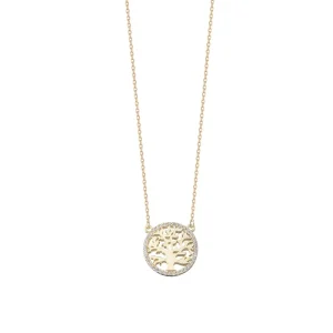 Factory Fashion 925 Sterling Silver Tree of Life Pendant 18K Gold Plated Necklace Women Jewelry