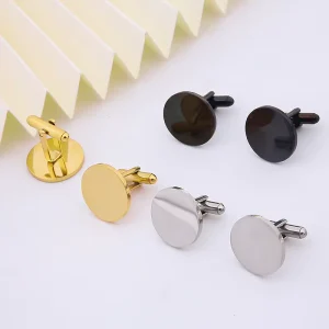 Factory Fashion French Men’s Business Shirt Stainless Steel Men’s Cufflinks Laser Printing Blank Cufflinks Material