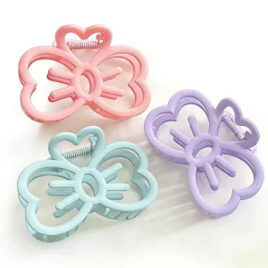Factory Fashion Matte Resin Hollow Butterfly Heart Hair Claw Clip Custom Color Women Summer Beach Accessory