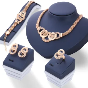 Factory Fashion Women Accessories Necklace Earrings Bracelet Ring Set Jewelry Sets for Ladies