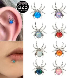 Factory G23 Titanium Opal Spider Ear Stud Jewelry