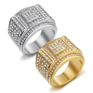 Factory Geometric Fashion Ring High Quality Gold Silver Plated Hip Hop Rings for Party Gifts