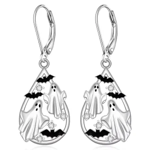Factory Halloween Elements Style Earrings Ghost Bat Hollow Design for Fashion Party Women Jewelry Drop Earrings