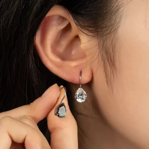 Factory Handmade F136 Titanium Earrings Oval Drop Shape Colorful CZ Stones Earrings Jewelry
