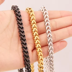 Factory Hot Sell PVD Gold Black Silver Metal Color Plated Hip Hop 6mm Width Stainless Steel Front and Back Chain Men’s Necklace