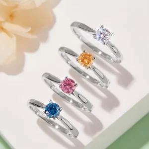 Factory Hotsale Moissanite Ring 0.5ct VVS Pink Moissanits Stone Ring 925 Sterling Silver Jewelry in Stock