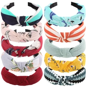 Factory Korean Style Hair Accessories Ladies Knotted Hair Hoop Fashion Printing Cross Satin Chiffon Face Wash Headband