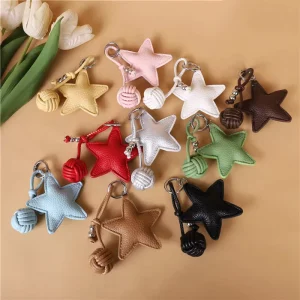 Factory Lovely Leather Star Bag Charms PU Women Handbag Pendant Keychain Lady Bag Charms Gift for Girls