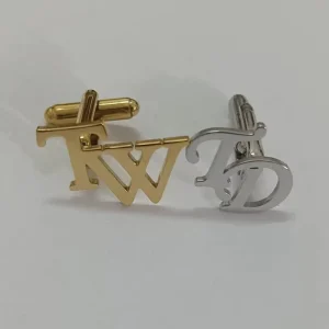 Factory Men’s Fashion Metal Stainless Steel Logo Letter Cufflinks Customized Business Shirt Accessories Anniversary Gift