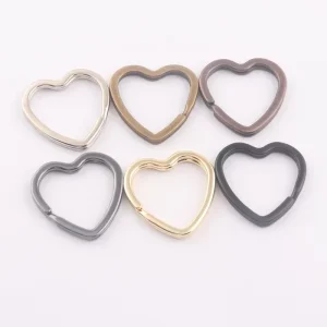 Factory Metal Heart Shape Flat Split Key Ring For DIY Keychain Accessories