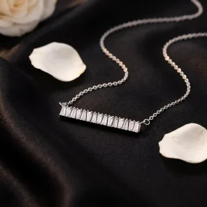 Factory Minimalist Bar Necklace 925 Sterling Silver Zircon Wedding Elegant Pendant Necklace for Women