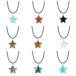 Factory Mixed Natural Crystal Star Gemstone Charms Quartz Chakra Rock Pendants DIY Fashion Necklace Jewelry Accessories Bulk