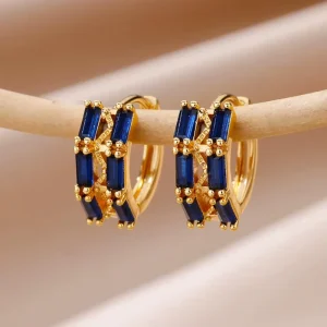 Factory Mulit Colors Crystal Rhinestone Earrings Gold 18K Women Zircon Hoop Earring For Gift