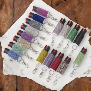 Factory Multicolored Self Defense Spray Fashionable Keychain Set for Women Portable Solid Spray Safety Tool