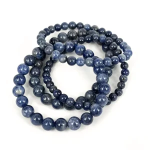 Factory Natural Blue Sapphire Bracelet Round Beads Precious Gemstone Bracelet for Collection Fashion Jewelry