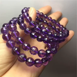 Factory Natural Cut Surface Amethyst Semi-precious Stone Ball Bracelet Purple Crystal Stone Fashion Woman Ornament