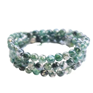 Factory Natural Green Flower Moss Agate 6mm Multi Circle Beaded Bracelet Crystal Jewelry for Women