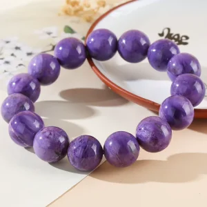 Factory Natural Purple Charoite Round Bead Bracelet Crystal Fashion Unisex Jewelry Gift