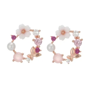 Factory New Fashion Rose Gold Flower Earrings for Women Girls Gift Stud Earrings