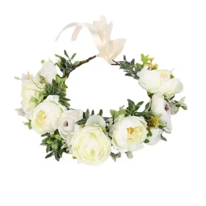 Factory New Floral Headband Decorative Scrunchies Rose Artificial Flower Girl Crown Garland Adjustable Hair