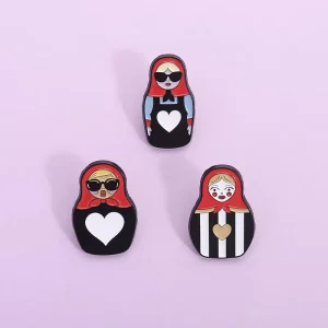 Factory No MOQ Custom Matryoshka Russian Doll Soft Enamel Lapel Pin Metal Brooch Badge for Clothing Bags