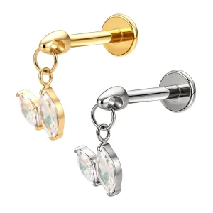 Factory ODM OEM Classic Lip Piercing Jewelry Cubic Zirconia Labret Titanium 24K Gold Plated Stud Engagement Party