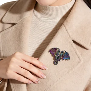 Factory OEM/ODM Custom Fantasy Dragon Enamel Pin Double Headed Dragon Badges Dragon Lapel Pin Metal Crafts Fashion Brooches