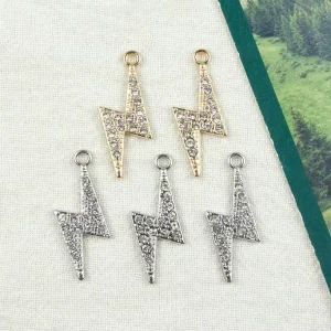 Factory Outlet Alloy Electroplated Rhinestone Lightning Charm Pendant Trendy DIY Jewelry Making Supplies