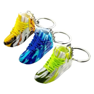 Factory PVC Sneaker Keychain Cartoon Pattern Lightweight Fashionable Ready Ship 3D Basketball Shoes Pendant Customized