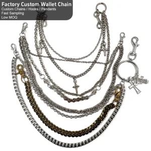 Factory Personalise Skull Hip Hop Men Trouser Chain Pocket Punk Jeans Chain Double Layer Pants Wallet Chain Custom