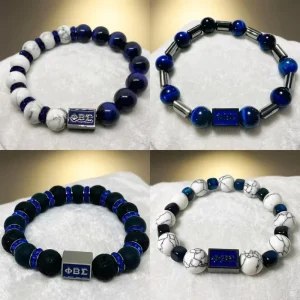 Factory Phi Beta Sigma Brown Adjustable Elastic Blue White Stone Sorority Bracelet PBS Pendant Bracelet Women Jewelry