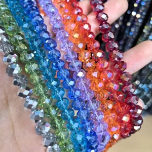 Factory Price AB Faceted Rondelle Crystal Beads Lampwork Glass Beads for Jewelry Accessories