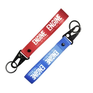 Factory Price Carabiner Hook Customized Heat Transfer Short Wrist Strap Lanyard Keychain Polyester