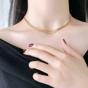Factory Price Direct Selling Hiphop Solid Chain Jewelry Trendy Rose Gold Plating Double Chain Necklaces for Male and Female