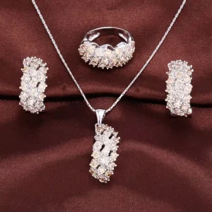 Factory Price Fashion Jewelry 18k Luxury of Suit Ring Necklace Earrings Jewelry Sets