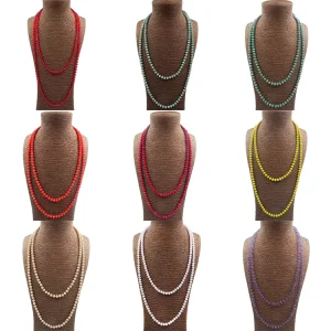 Factory Price Glass Crystal Beaded Knotted Long Necklace And Bracelet For Girls Bulk
