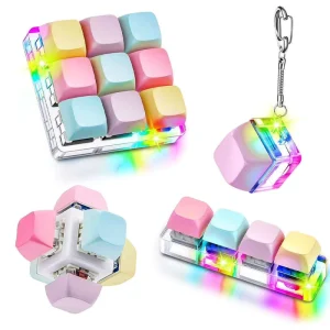 Factory Price LED Light Mechanical Keycap Keychain Fidget Clicker Keyboard Keyring Stress Relief Decompression Toys Vk