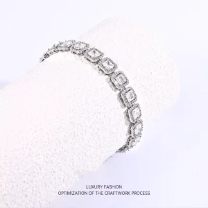 Factory Price Link Chain Cubic Zirconia Bangle Adjustable Charm Dainty Tennis Style